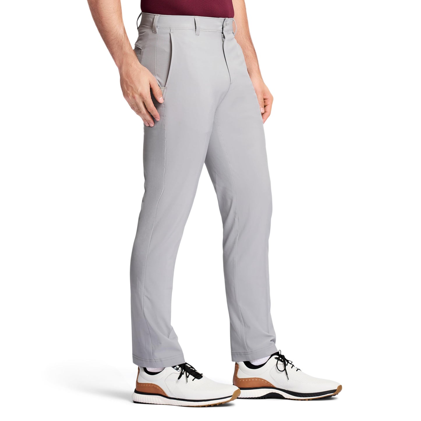 IZOD Mens Golf Swingflex Straight-fit Flat-front Casual Pants, Cinderblock, 34W X 32L US
