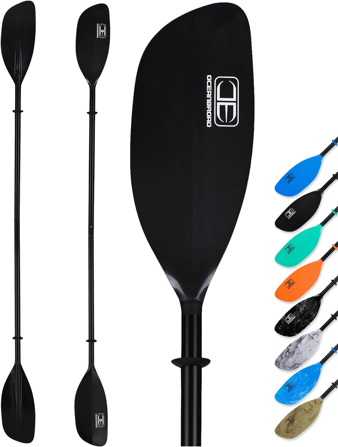 OCEANBROAD Kayak Paddle - 2-Piece Floatable Alloy Shaft | 86in/218cm & 90.5in/230cm Options for Kayaking
