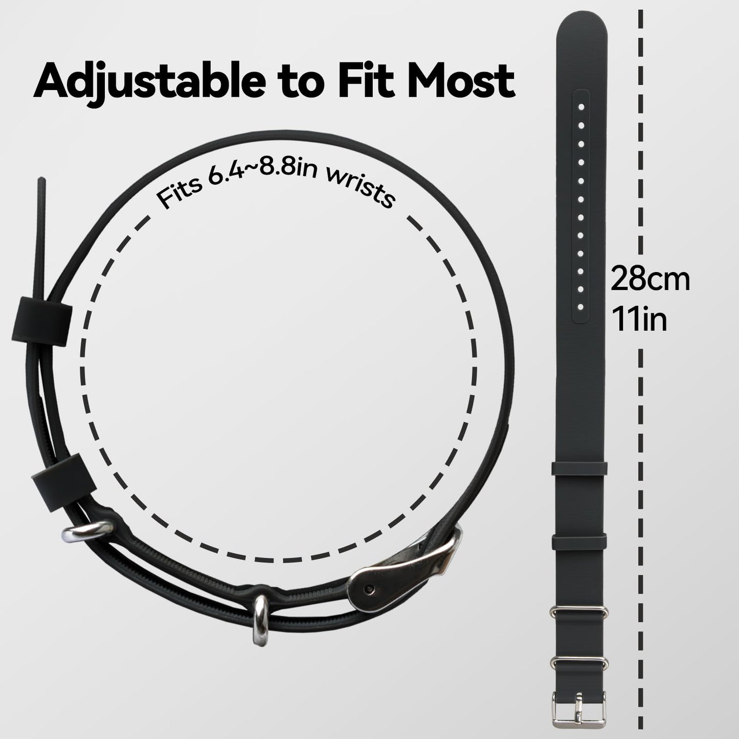 VANEST Replacement Silicone Band Compatible with Hume Band, Soft Adjustable Wristband Strap for Daily Wear, Waterproof, Health and Fitness Wearable Tracker Accessories (Black)