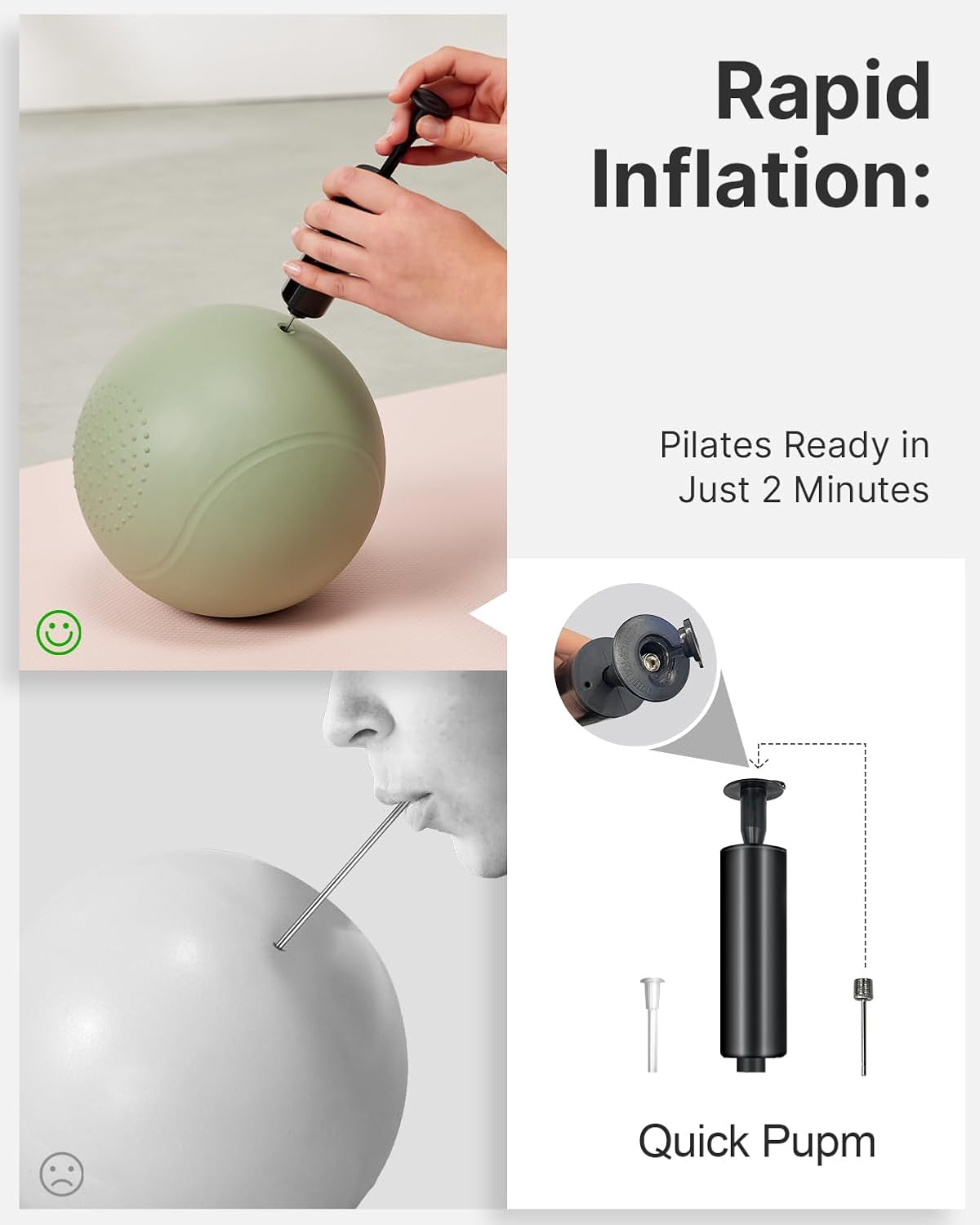 YOTTOY 9-Inch Pilates Ball - Anti-Burst Small Exercise Ball for Yoga, Stability & Home Workouts