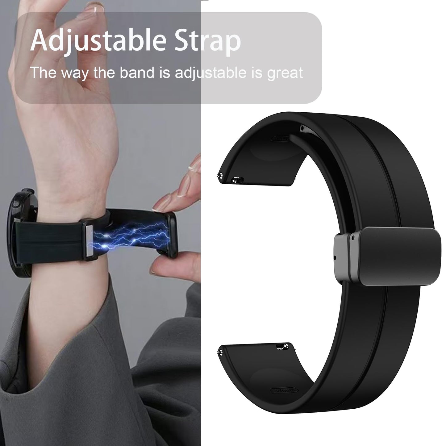 Compatible with ALPHAGEAR Smartwatch Bands, 22mm Quick Release Silicone Sport Strap Replacement Watchband Compatible with ALPHAGEAR Bravo II, Bravo XL, Raptor, Commander, Juliet Smartwatch (Black, 22mm size band)
