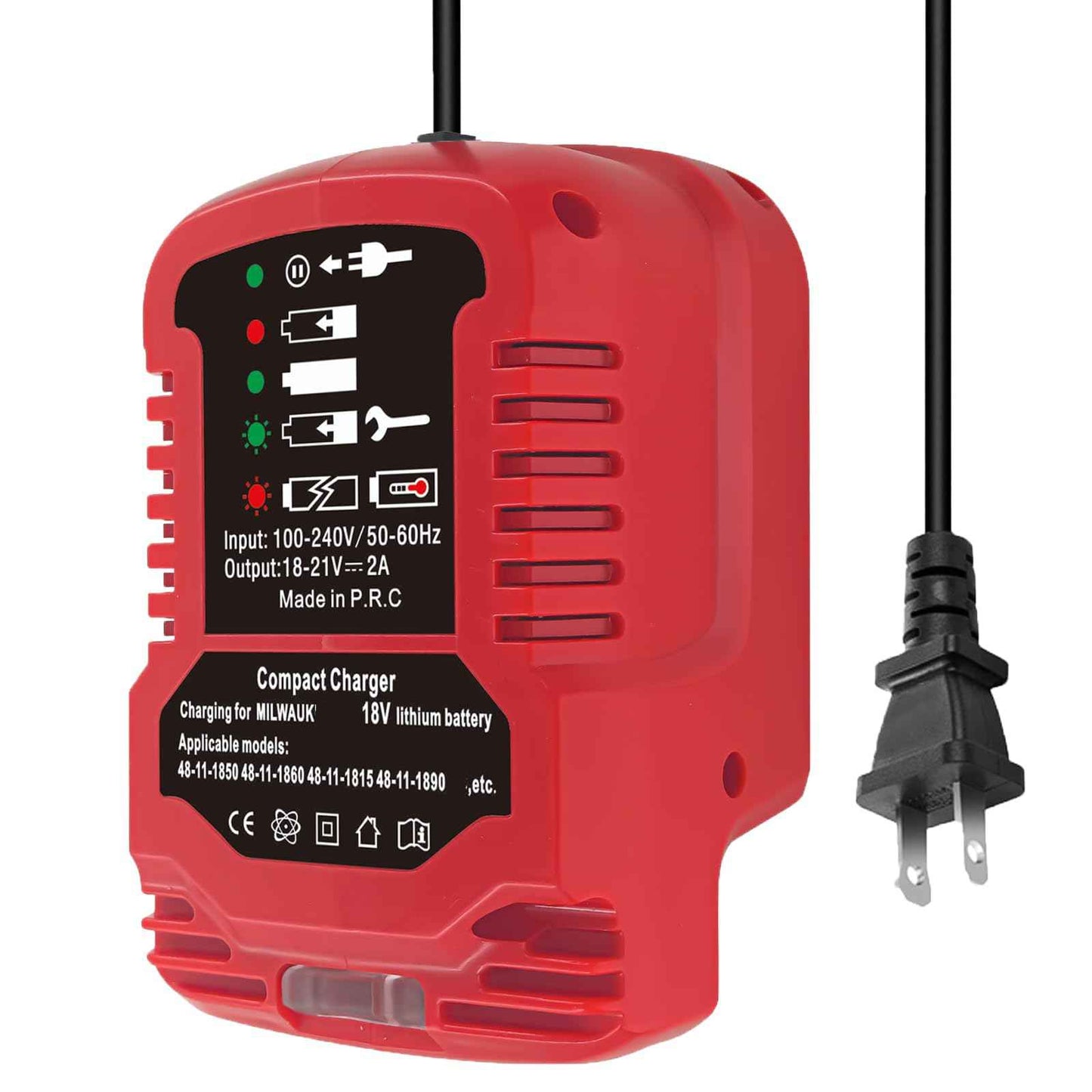 M-18 18V Lithium Ion Battery Charger for Milwaukee 18V 48-59-1812 48-11-2420 48-11-1815 48-11-1840 48-11-1841 48-11-1850 Li-ion Battery Portable Compact Mini Charger(NOT for M12/M14 Battery)