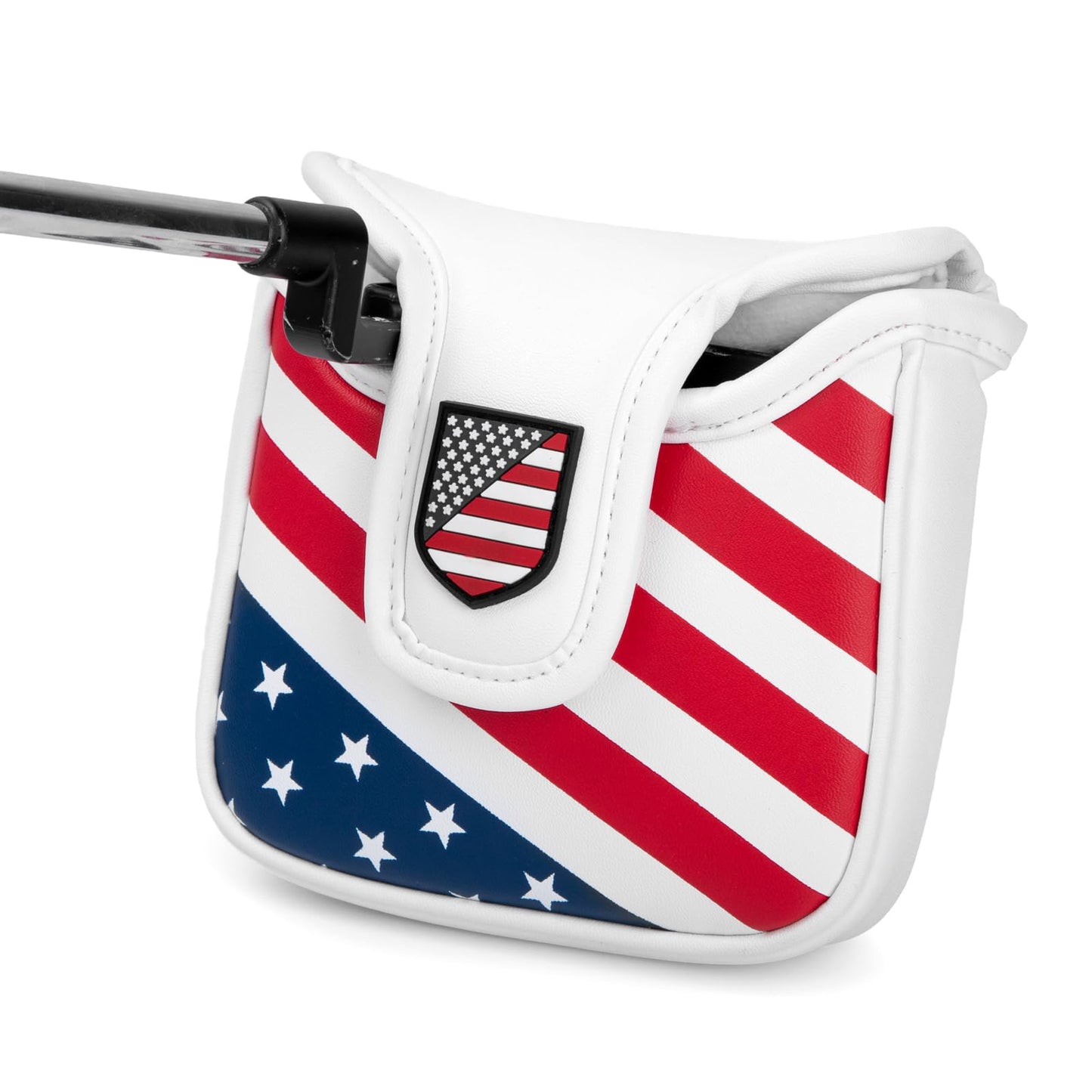 brdejc Golf Putter Cover USA Mallet Putter Headcover with Magnetic Closure Leather Golf Club Covers for Most Brand (for Mallet/Style 4)