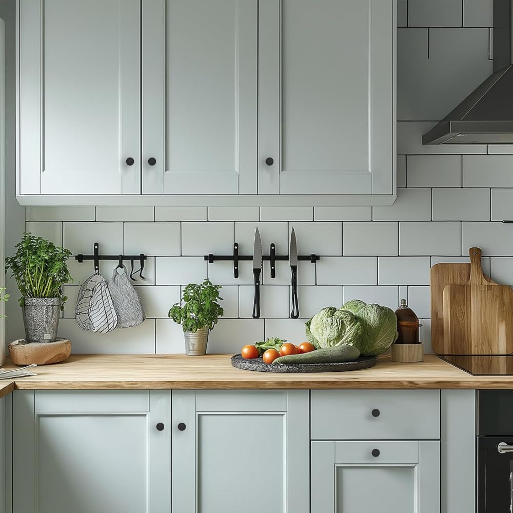 CABDM 18 Packs of 1-1/5-inch Matte Black Drawers and Cabinet knobs, Round pulls, Suitable for bathrooms, Closets, Kitchens and Dressing Tables