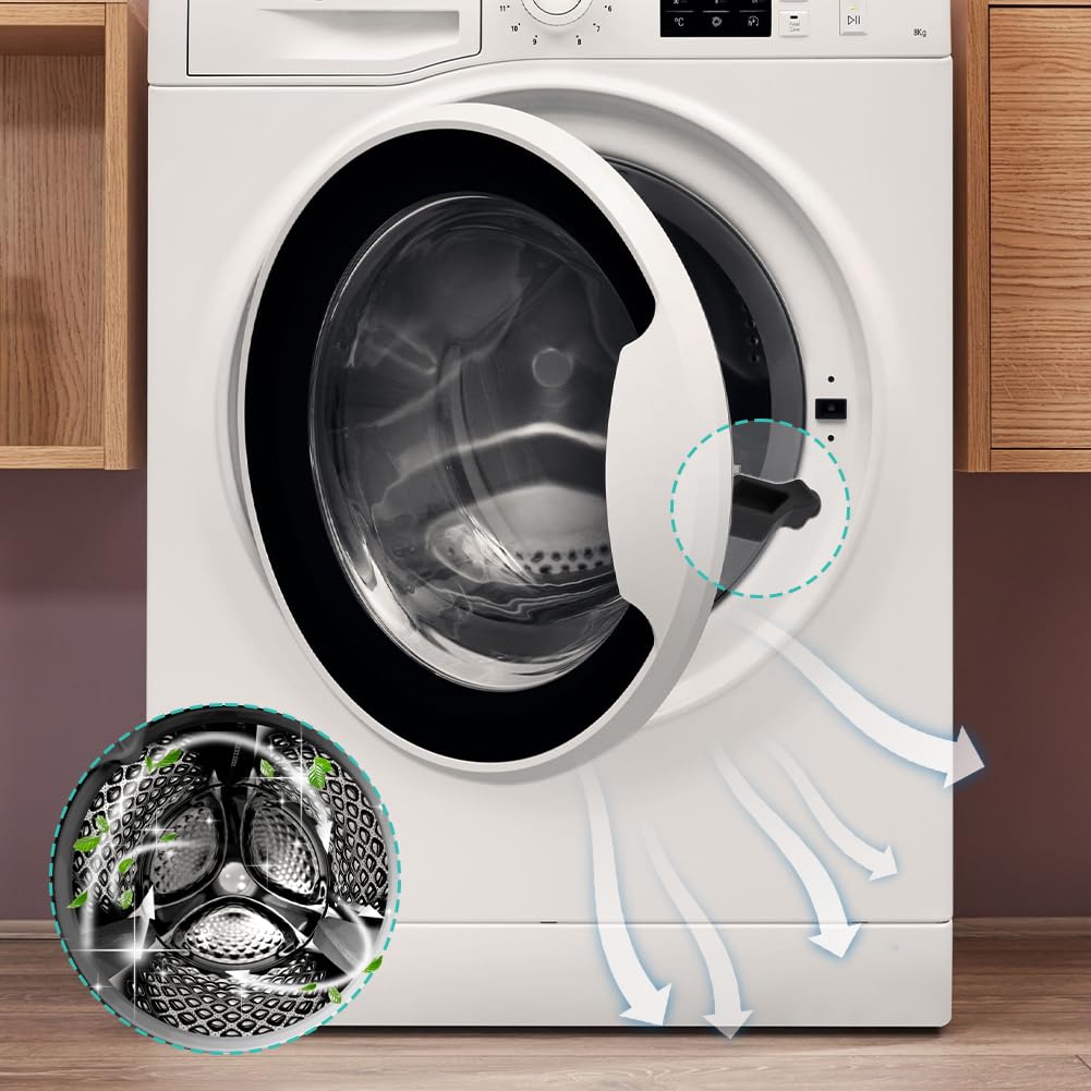 Lwuey Front Load Washer Door Prop, Washing Machine Door Prop Stopper Flexible Mouth Shape Strong Washes Doors Stoping Props Prevent Accidental Closing Keep Dry for Home with 3 Adhesive Sheets(Black)