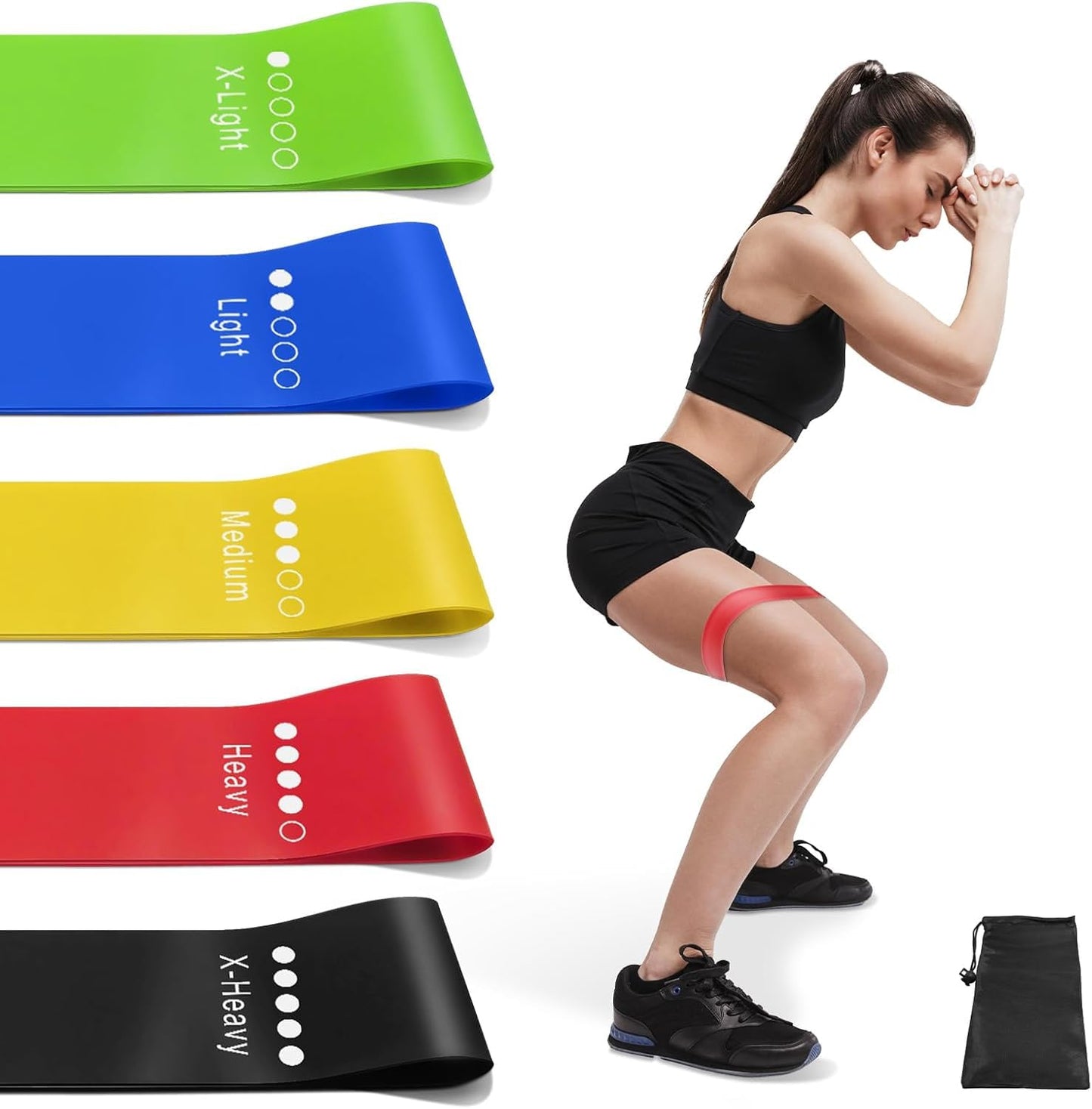 LSLCQW Resistance Bands Set for Men and Women, Pack of 5 Different Levels Elastic Band for Home Gym Long Exercise Workout – Great Fitness Equipment for Training (Assorted)