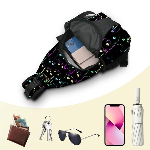 Yrebyou Colorful Cat Sling Bag Travel Crossbody Backpack Shoulder Daypack Hiking chest Pack for Women Lightweight Waterproof Adjustable Outdoor Workout