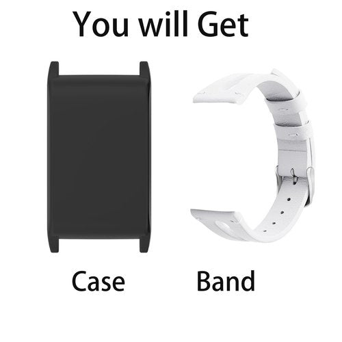 Lamshaw Compatible with WHOOP 4.0 Bands with Case bands, Slim Vintage Leather Strap Replacement Compatible with WHOOP 4.0 (White)