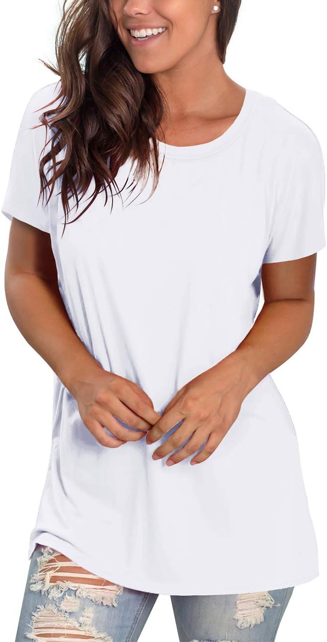 Saloogoe Women's Loose Fit T-Shirts - Casual Summer Workout & Yoga Tunic Tops