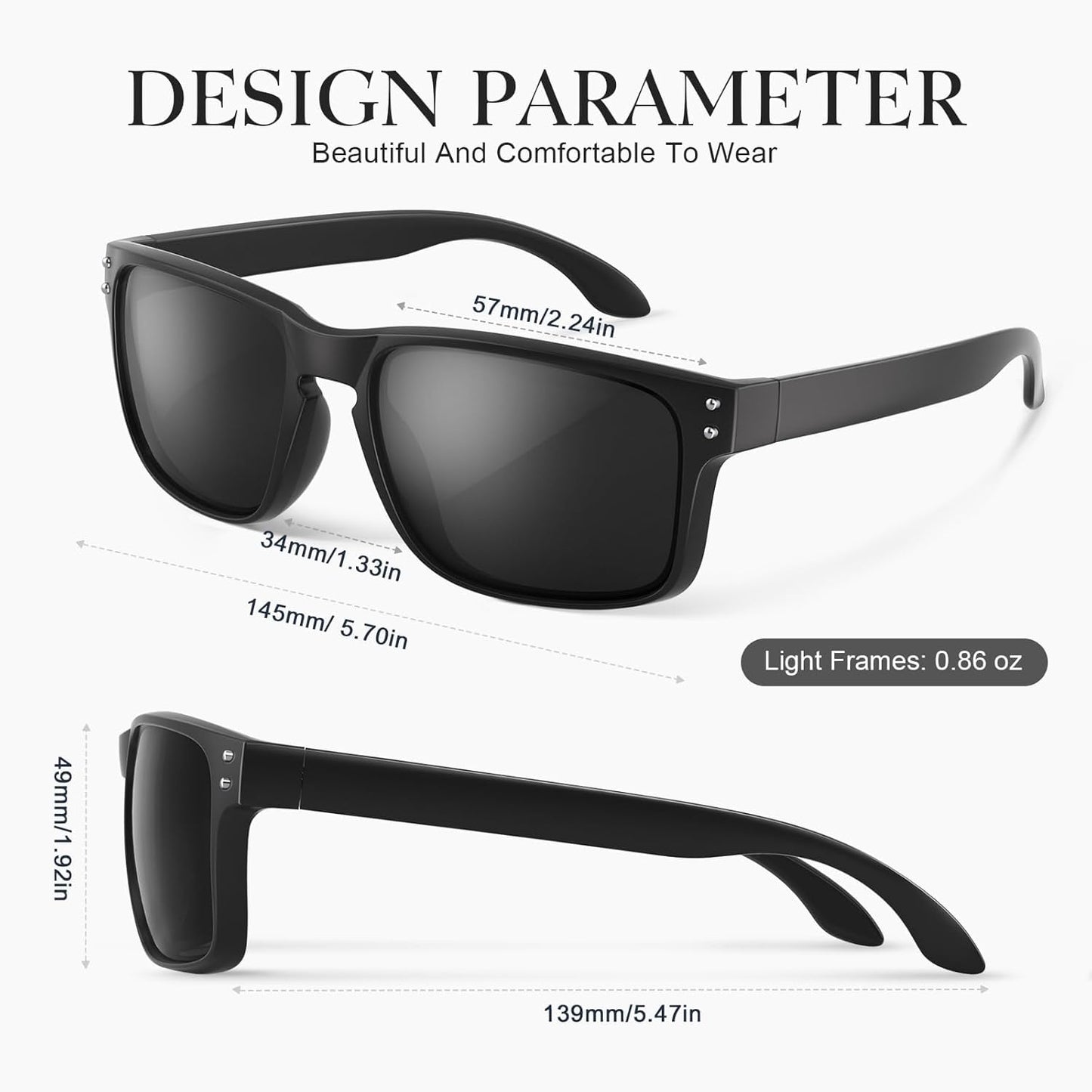 Polarized Sunglasses - Classic Sport Shades for Men & Women | UV400 Protection for Driving & Outdoor Activities