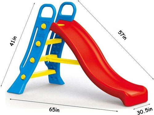 DOLU Big Water Slide - Colorful Plastic Outdoor Slide for Kids | Garden Hose Attachment, Indoor Use