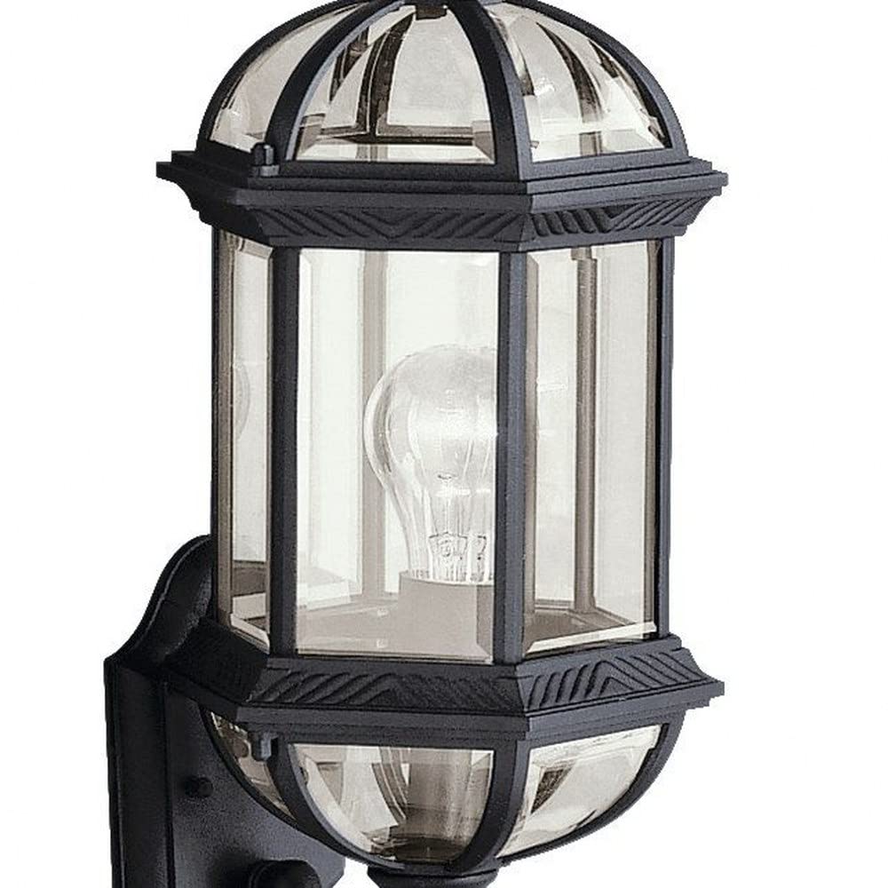 Kichler Barrie 22" Outdoor Wall Light in Black, 1-Light Exterior Wall Sconce with Clear Beveled Glass, (22" H x 8" W), 9736BK