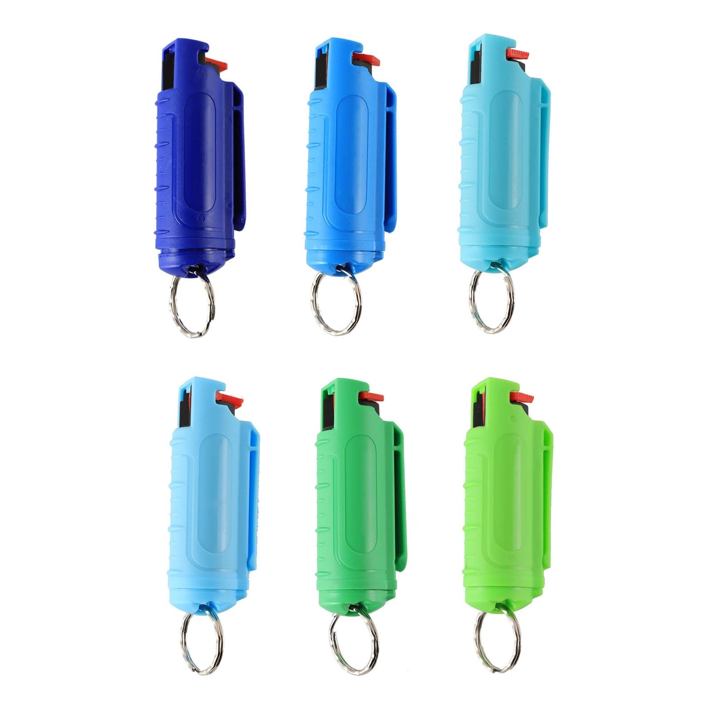 MagiUSA 6 Pack Pepper Spray Keychain for Self Defense, Blue Green