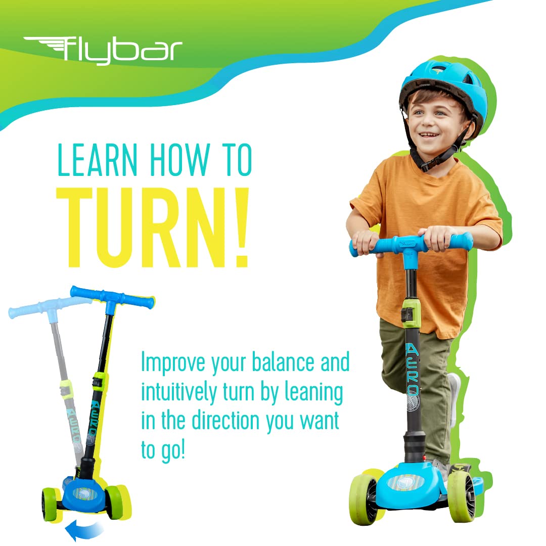 Aero Toddler, Kids Scooter – 3 Wheel Scooter, Adjustable Handles, LED Wheels, Rear Brake, Durable, Folding Scooter, Easy Grip Deck, Outdoor Toys, Kick Scooters for Boys and Girls, Ages 3 and Up
