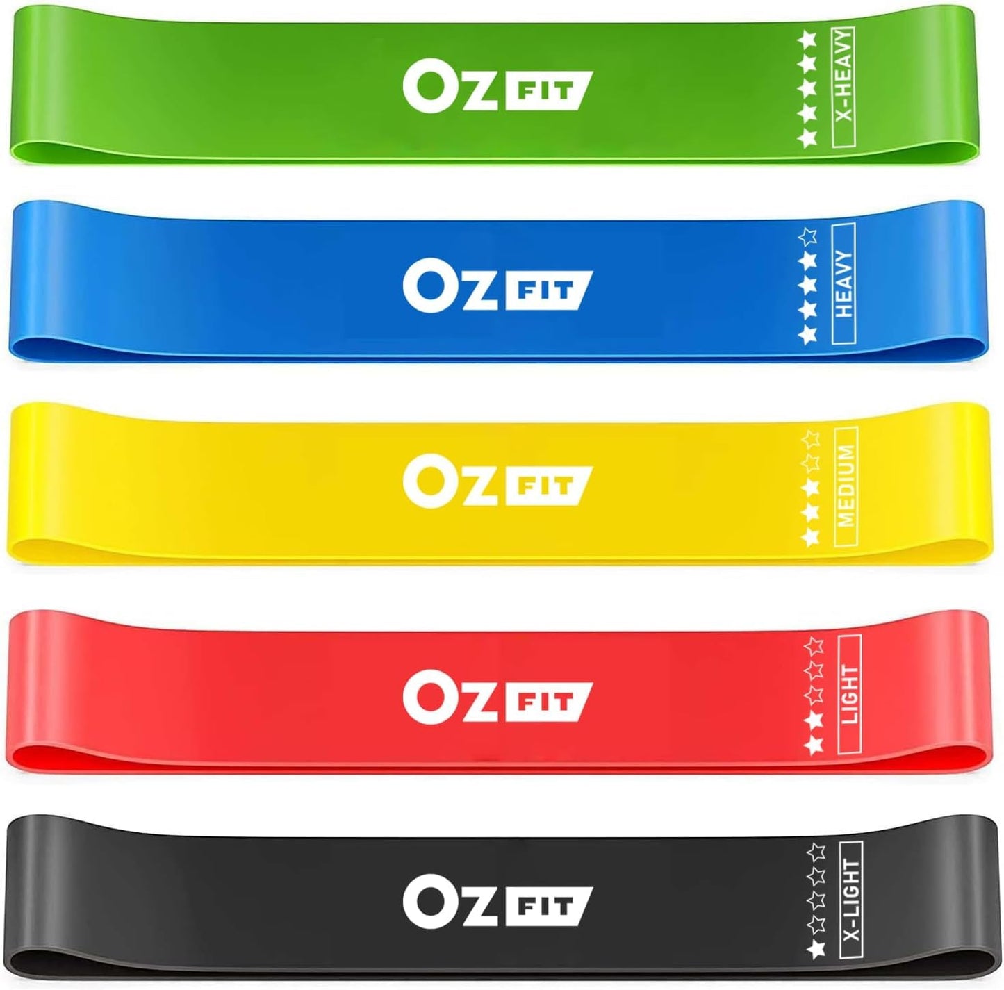 OZFIT 5 Set Red Exercise Bands Set - Resistance Bands for Working Out & Physical Therapy - Exercise Bands Resistance Bands for Full Body Workout