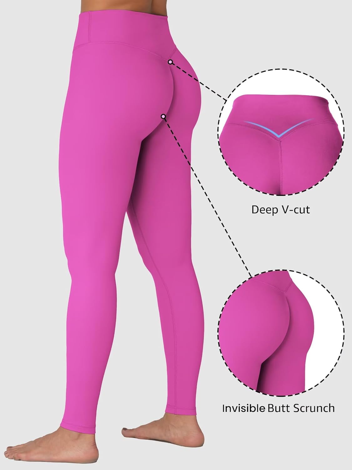 Sunzel Sunzfly Invisible Butt Scrunch Leggings - High Waisted Gym Yoga Pants with Tummy Control for Women