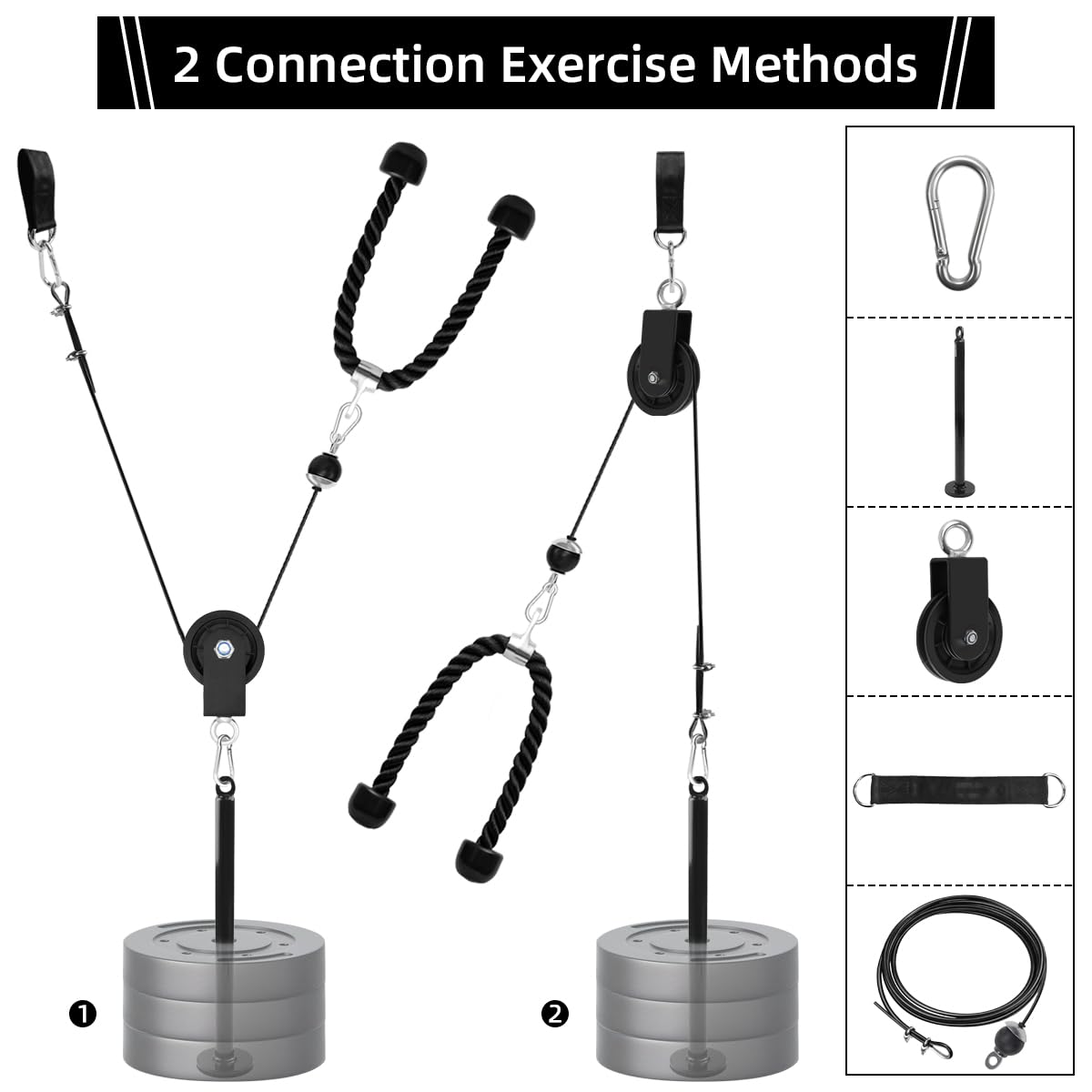 SUNMEG LAT and Lift Pulley System, Weight Cable Machine for Power Cage & Squat Rack, LAT Pulldown Attachments for Triceps Pull Down, Biceps Curl, Back & Forearm Workouts - Home Gym Equipment