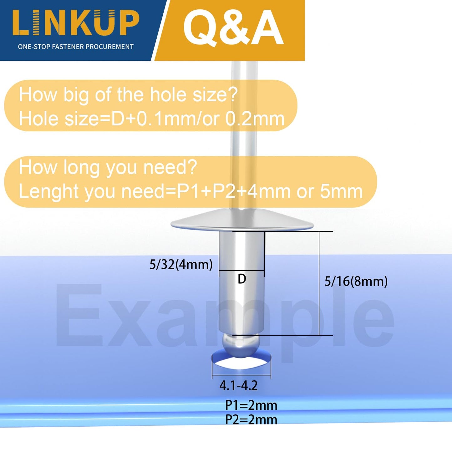 Linkup 50pcs pack 1/4" x 1" Pop blind Rivets, 6.4mm x 25mm pop rivets,Aluminum Body Steel Mandrel Rivets (Sliver),Dome Head aluminum rivets