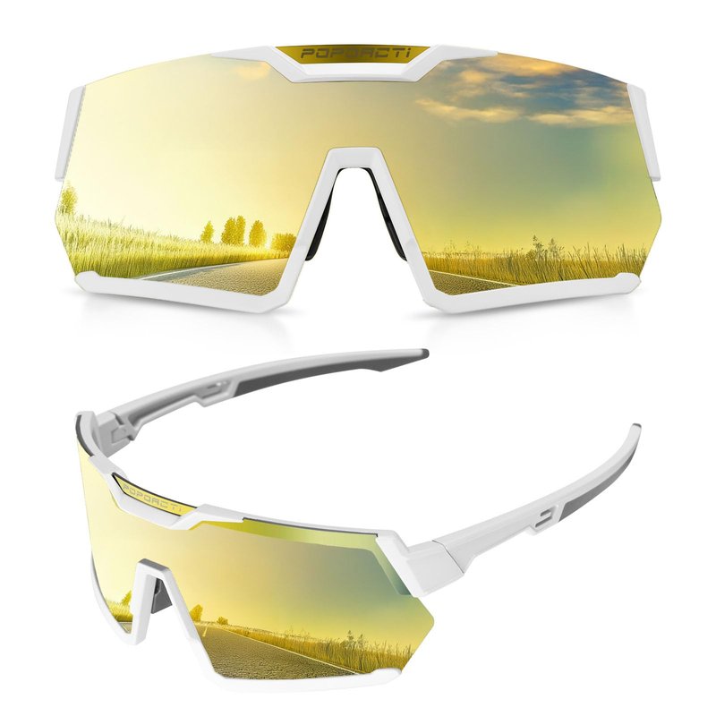 POPOACTI Cycling Sports Sunglasses, Polarized UV400 Protection, Baseball Running Golf Cycling Fishing for Men Women Youth (Gold)