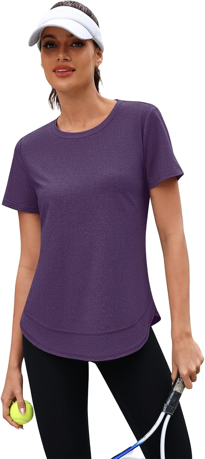 Skiennix Women's Workout Tops - Short Sleeve Crewneck Yoga & Running Shirts | Quick Dry, S-3XL