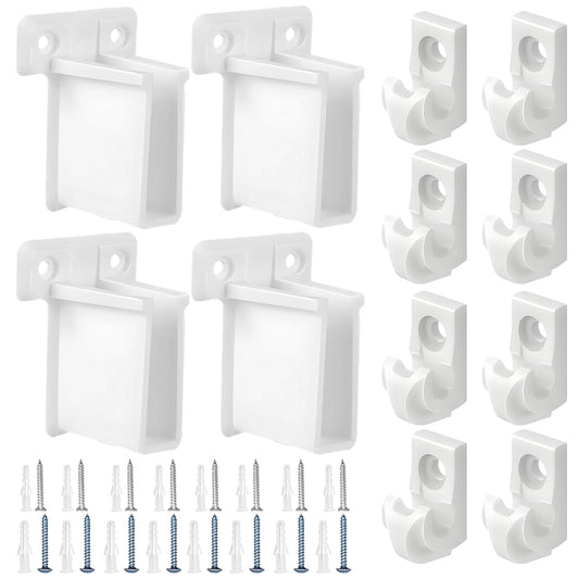 12 Inch Wire Shelf Brackets Set, Includes 6Support Brackets,12Wire Shelf Clips and 4End Brackets, Metal Shelf Brackets with Anchors & Pins for Support Closet Wall Bracket Installation (4)
