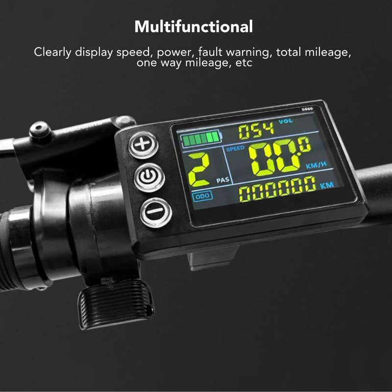 PerGar Electric Bicycle LCD Display Instrument, Abs Waterproof LCD s866 Electric Scooter Display, 5 pin Plug Electric Bicycle Color Display Control Panel for Electric Bicycle Scooter