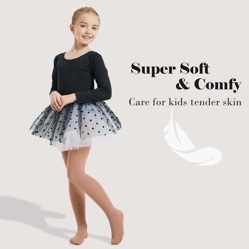 CozyWow Ultra Soft Ballet Tights - Comfortable Dance Tights for Girls | Sizes 4T to 12T