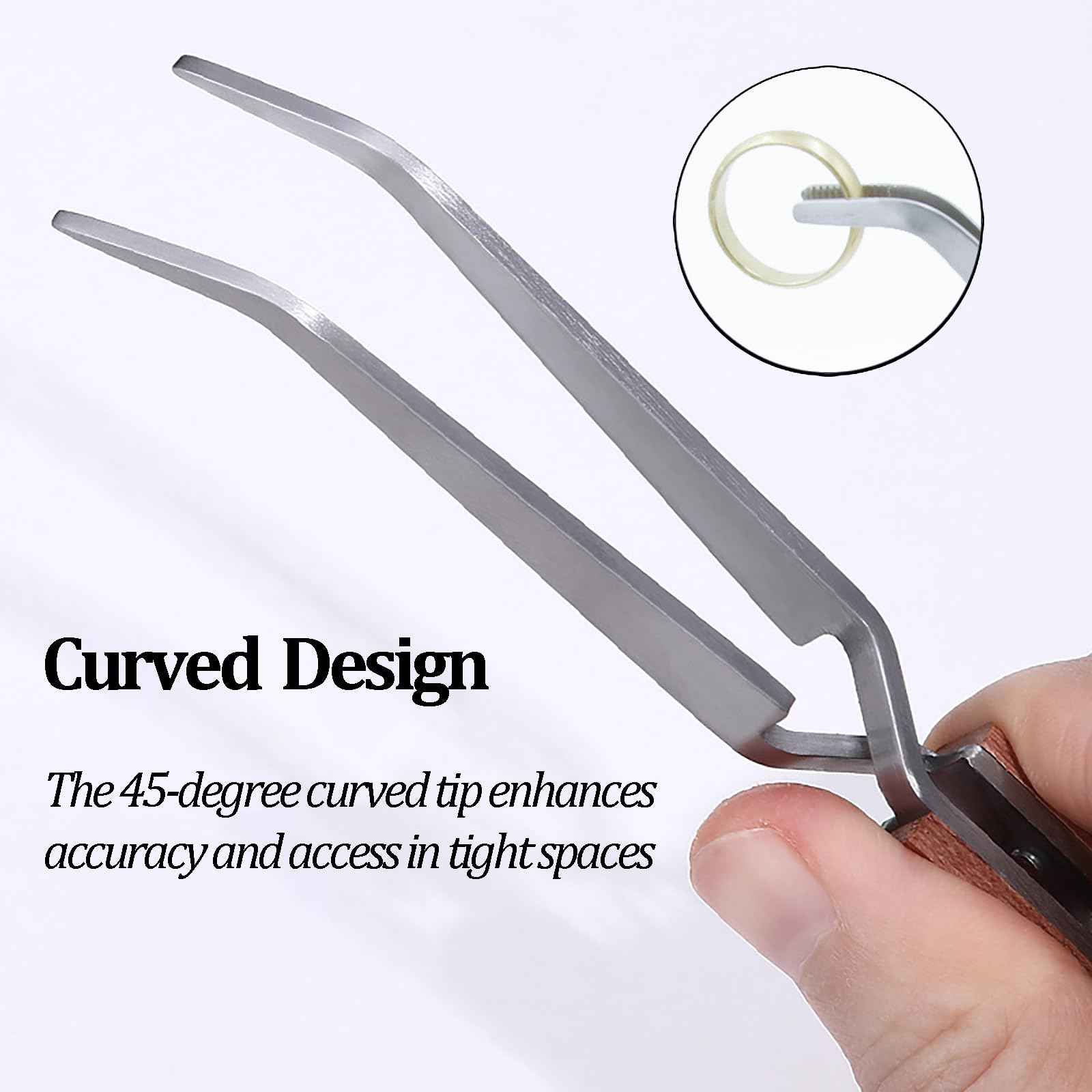 WUWEOT 5 Pcs Soldering Tweezers Set, Straight Curved Welding Plier and Cross Lock Fiber Grip Soldering Tweezers, Jewelry Third Hand Repair Kit Tools for Jewelry Silversmithing and Craft