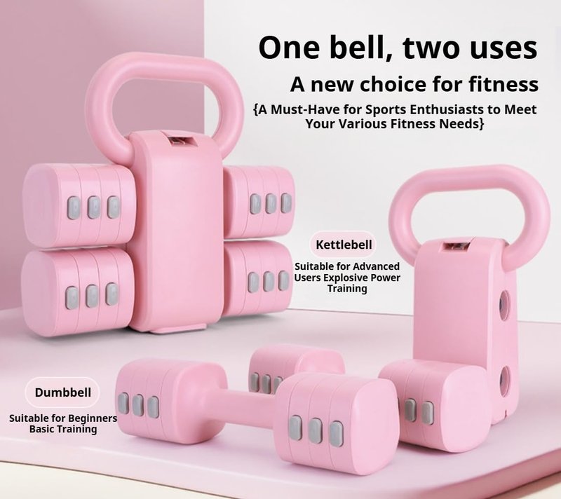 Adjustable Dumbbell Set of 2, 4 in 1 Free Weights for Women with Fast Adjustment, Home Gym & Outdoor Exercise Training, Includes 2.2lb 3.3lb 4.4lb 5.5lb Hand Weights, Compatible with Kettlebells (Green)