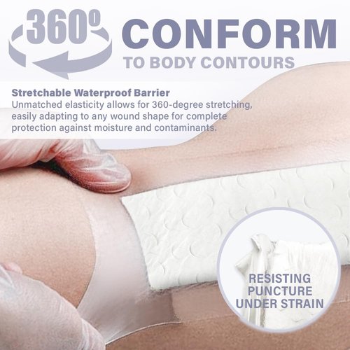 EVERLIT Post-Surgical Dressing | Sterile Waterproof Adhesive Dressing for Post-Operative Wound Care | Hypoallergenic Silicone Coated Bandage for Surgical Incision Pack of 5 (4" x 8")