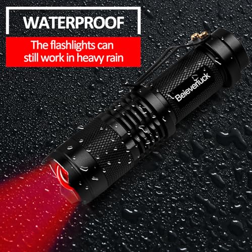 Beieverluck 10 Pack Red Light Flashlight 3 Modes Red LED Flashlight Scalable Red Light Torch with Clip for Hunting Astronomy Night Observation and Outdoor Activities