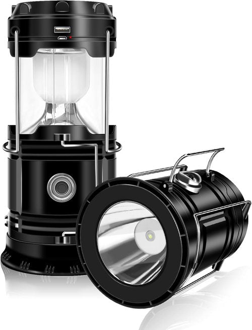 DIBMS Solar Camping Lantern - 2-Pack Collapsible LED & USB Rechargeable Lights for Emergencies | Outdoor Use