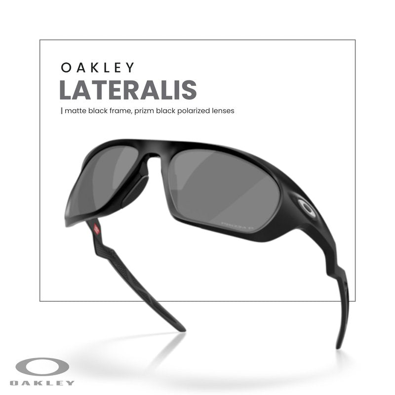 Oakley OO9431 Lateralis 943108 60MM Matte Transparent Arctic Surf/Prizm Black Rectangle Sunglasses for Men+ Bundle Accessory Leash Kit, Microfiber Pouch