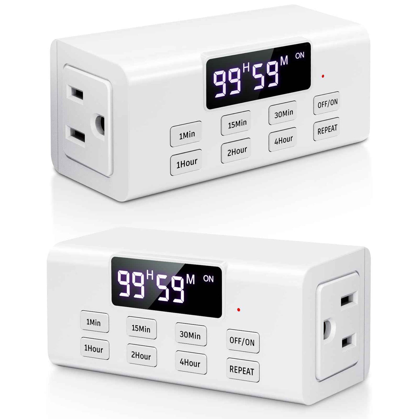COKWEL Countdown Timer Outlet, Up to 99 Hours, Large Screen and Repeat Function, Inodoor Auto Shut Off Timers for Charger Light Vacation Security,Digital Timers for Electrical Outlets 2 Pack