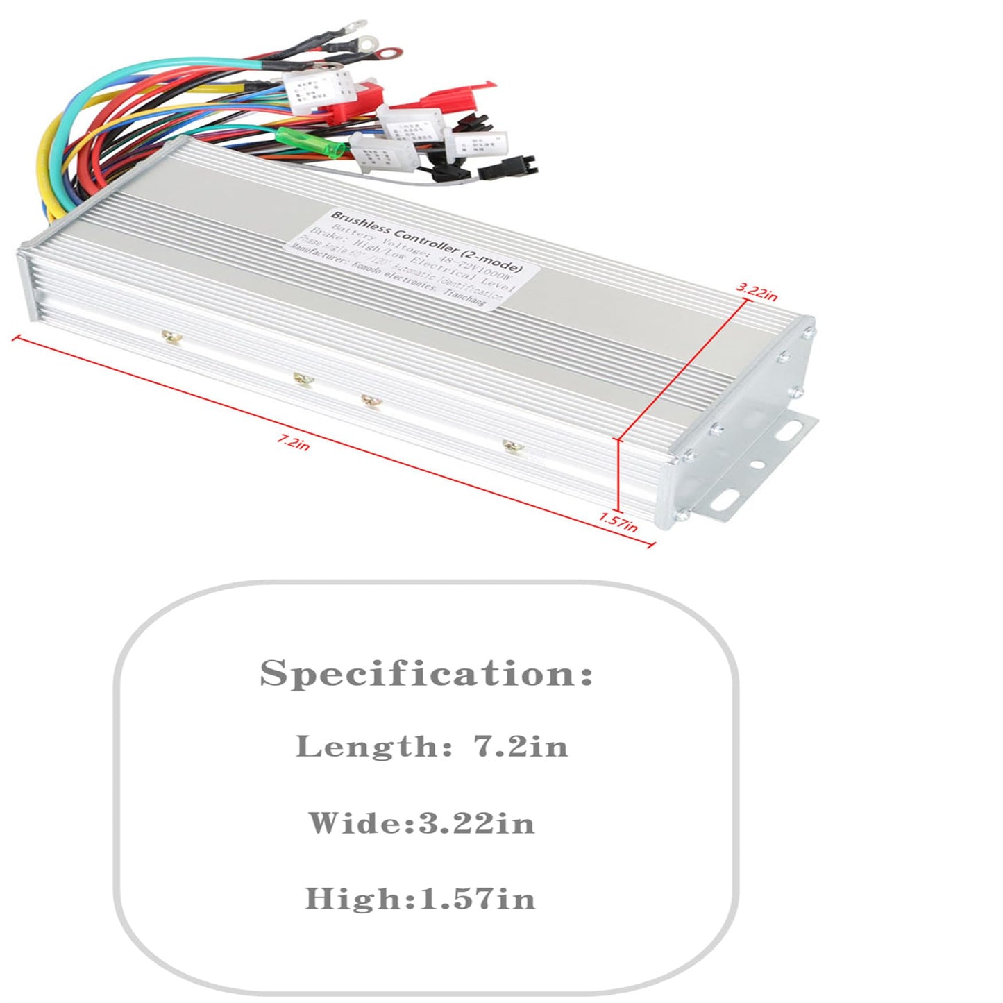 WFLNHB 48-72V 1000W Brushless DC Electric Motor Speed Control Box(2-Mode) for Electric Bicycle Scooter Square Controller