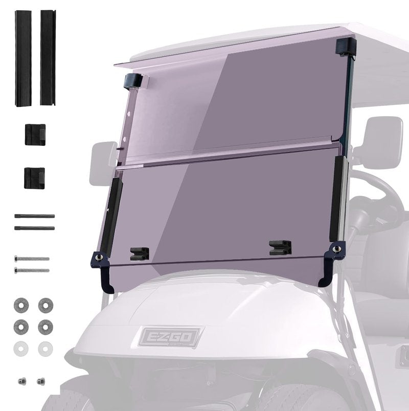 VPAHub EZGO TXT Pre 2013 Flip Flop Compact Golf Cart Windshield, Tinted Color, 3/16" Thickness, Fits EZGO TXT 1995-2013