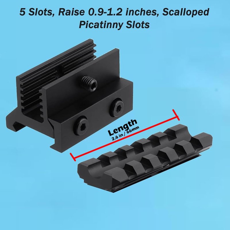 Gotical Picatinny Riser Mount Adjustable Height Lockdown Series with Quick Release - L | 5 Slots, Raise 0.9-1.2 inches, Scalloped Picatinny Slots for Scopes | PO1 | Quick Release, 1.57" L|5