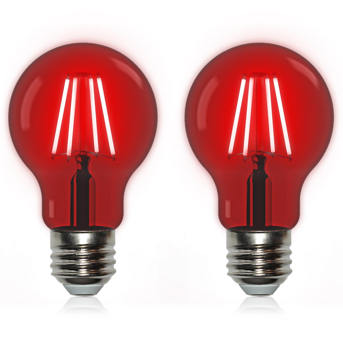 Aygrochy A19 Glass LED Red Light Bulb, 6W(60W Equivalent) E26 Base, Dimmable LED Red Color Light Bulb for Christmas,Party,Porch Home Lighting,Halloween,2 Pack