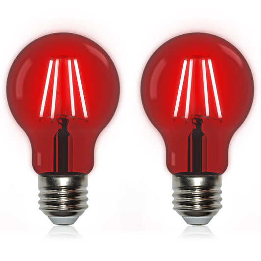 Aygrochy A19 Glass LED Red Light Bulb, 6W(60W Equivalent) E26 Base, Dimmable LED Red Color Light Bulb for Christmas,Party,Porch Home Lighting,Halloween,2 Pack