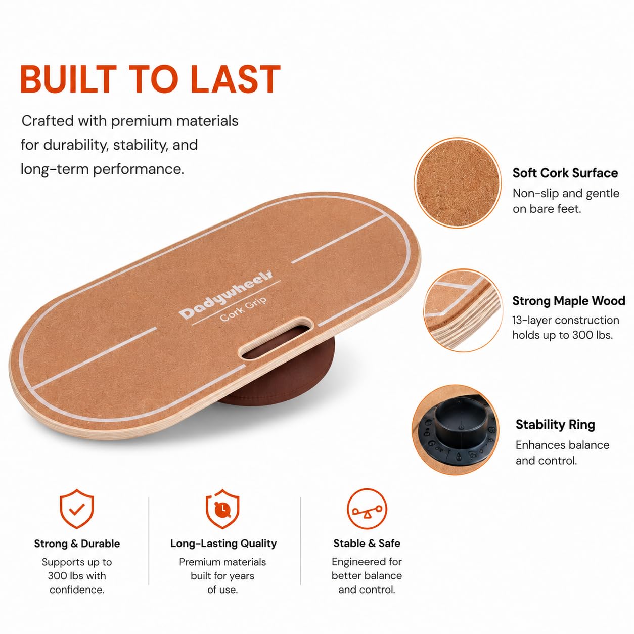 Standing Desk Balance Board - Lightweight & Portable 28"x13" Wobble Board for Active Standing, Improving Balance & Core Strength at Office or Home