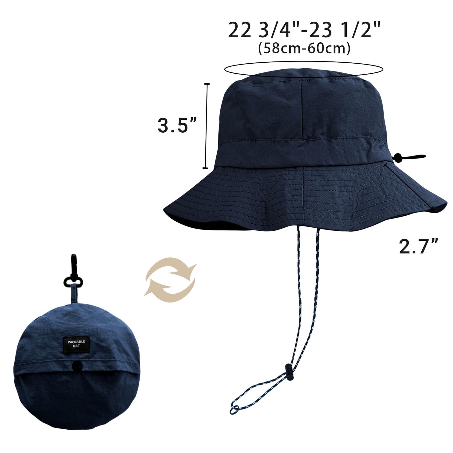 PFFY Packable Sun Bucket Hat for Men Women Outdoor Sun Hats Blue (Loose)