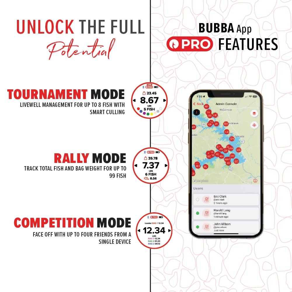 BUBBA Smart Fish Scale LITE, Tournament Fishing Tool with Bluetooth App Compatability, LED Screen, 60lb Limit