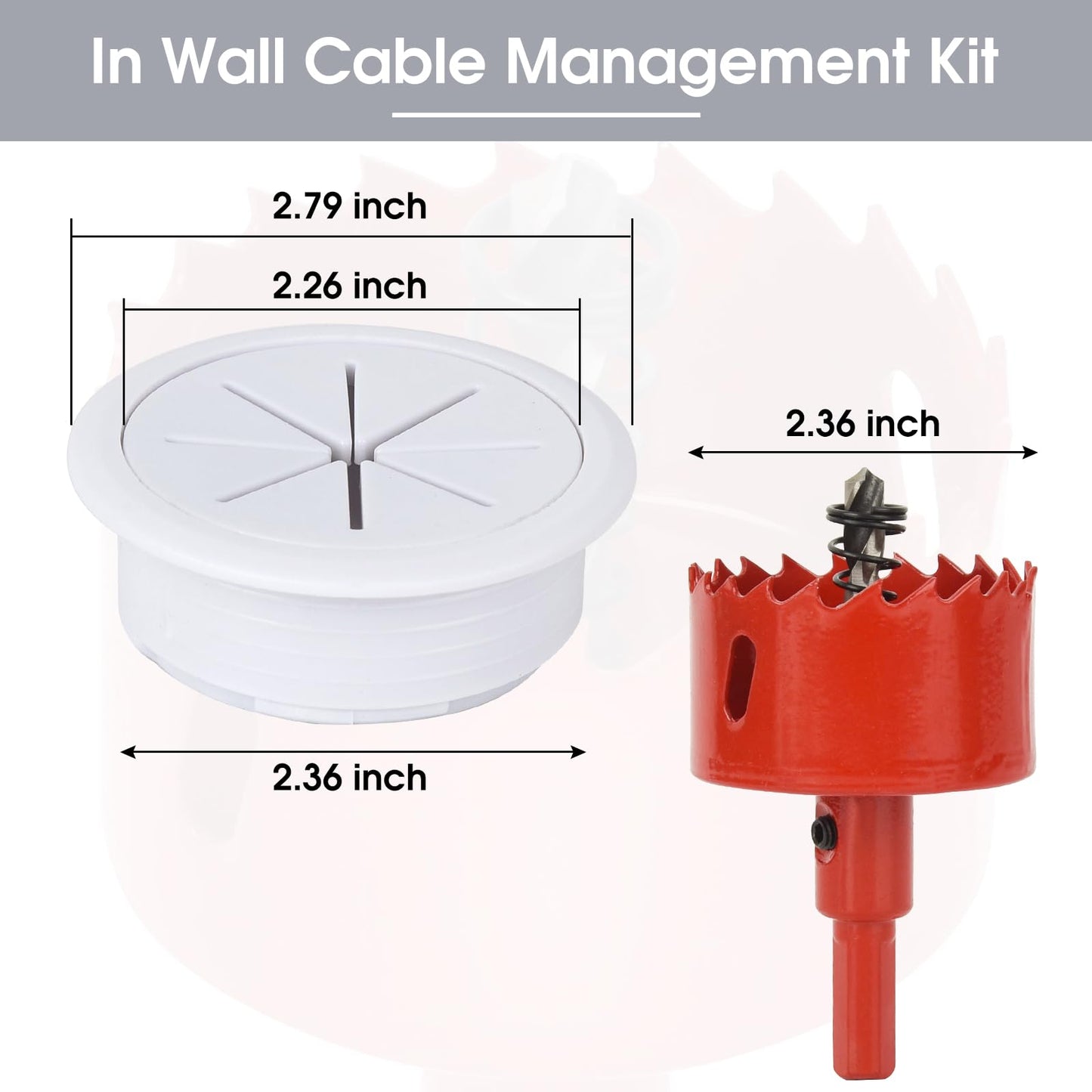Desk Grommet 2 Inch (50 mm) 8 Pack, TV Cord Hider for Wall Mounted TV,Desk Hole Cover for Cables White, Grommet Hole Cover with Hole Saw for Wires Cables Through The Countertop