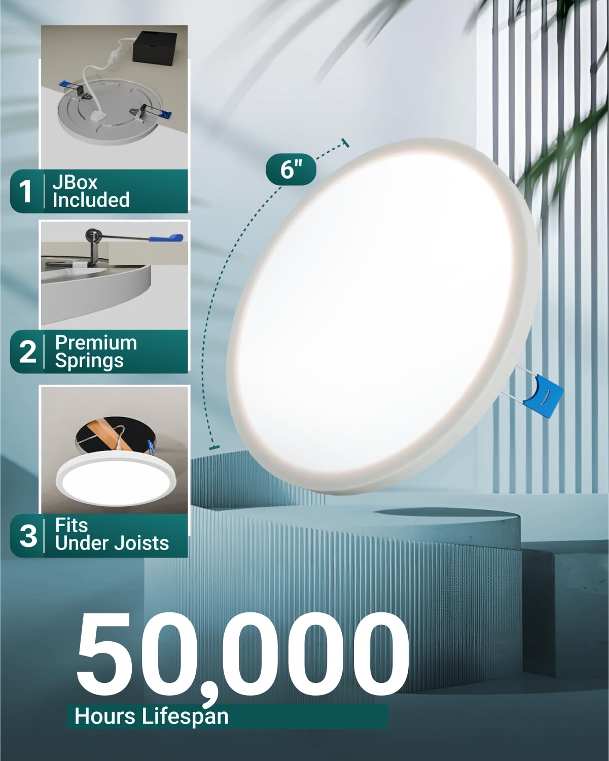 Sunco 24 Pack 6 Inch LED Canless Recessed Lighting, Slim Surface Mount Ceiling Light, Thin Round Flat Panel Fixture, 14W=100W, 1380 LM, Selectable CCT 2700K/3000K/4000K/5000K/6000K, Dimmable ETL