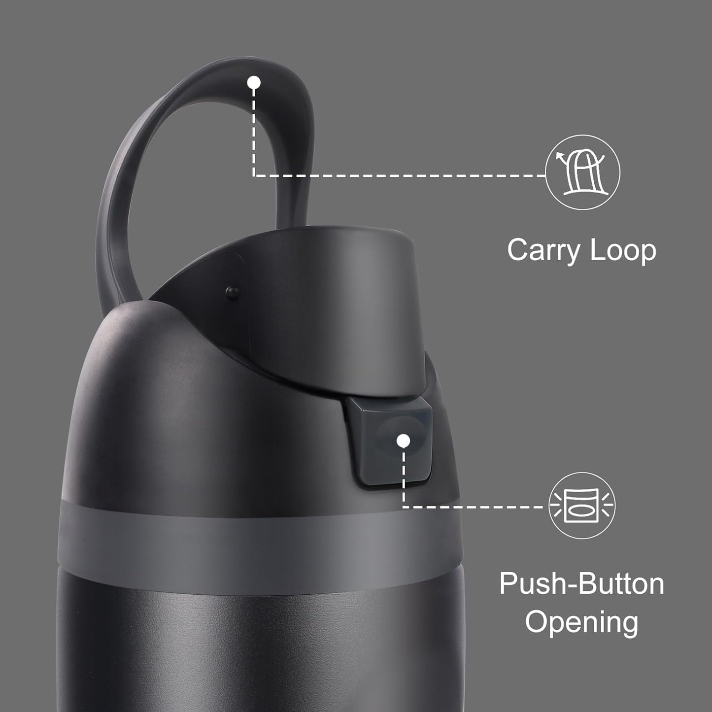 Ruzkq Replacement Lid for Owala, Compatible with Owala Cup 16oz 24oz 32oz 40oz, One Button Water Bottle Top Lid Replacement Accessory, Leakproof, BPA-Free (Black)