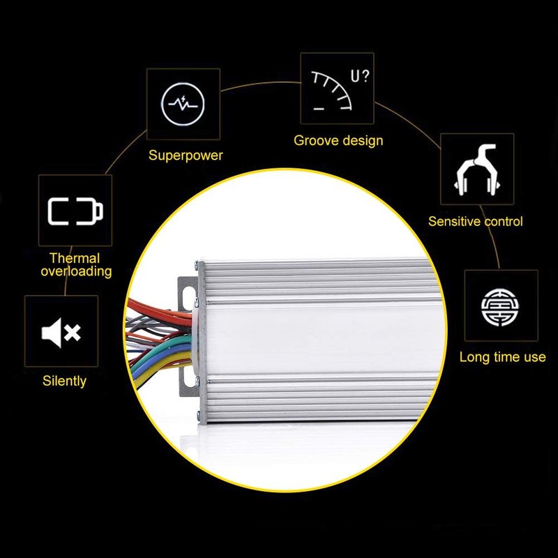 Ejoyous Brushless Speed Controller, 48V 500W Aluminium Alloy Motor Speed Brushless Controller Electric Sine Controller for Electric Scooter