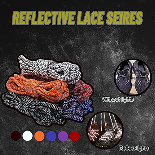Reflective Round Shoe Laces for Sneakers - Purple 47 inch