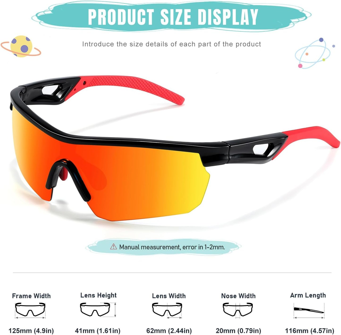 Skiennix Kids Sunglasses - Polarized Baseball Goggles for Boys & Girls Ages 3-12 | UV Protection