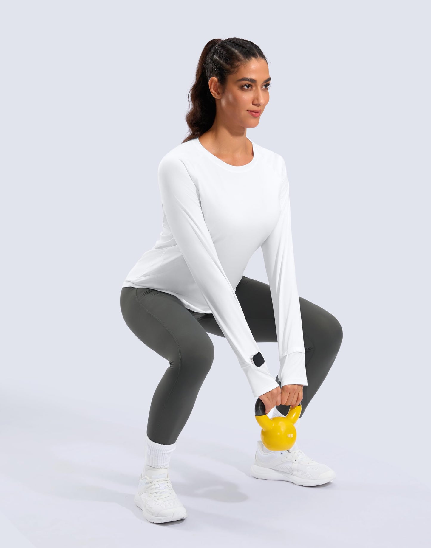 G Gradual Long Sleeve Workout Tops for Women Quick Dry Lightweight Running Athletic Shirts with Zip Pocket Moisture Wicking(White,S)