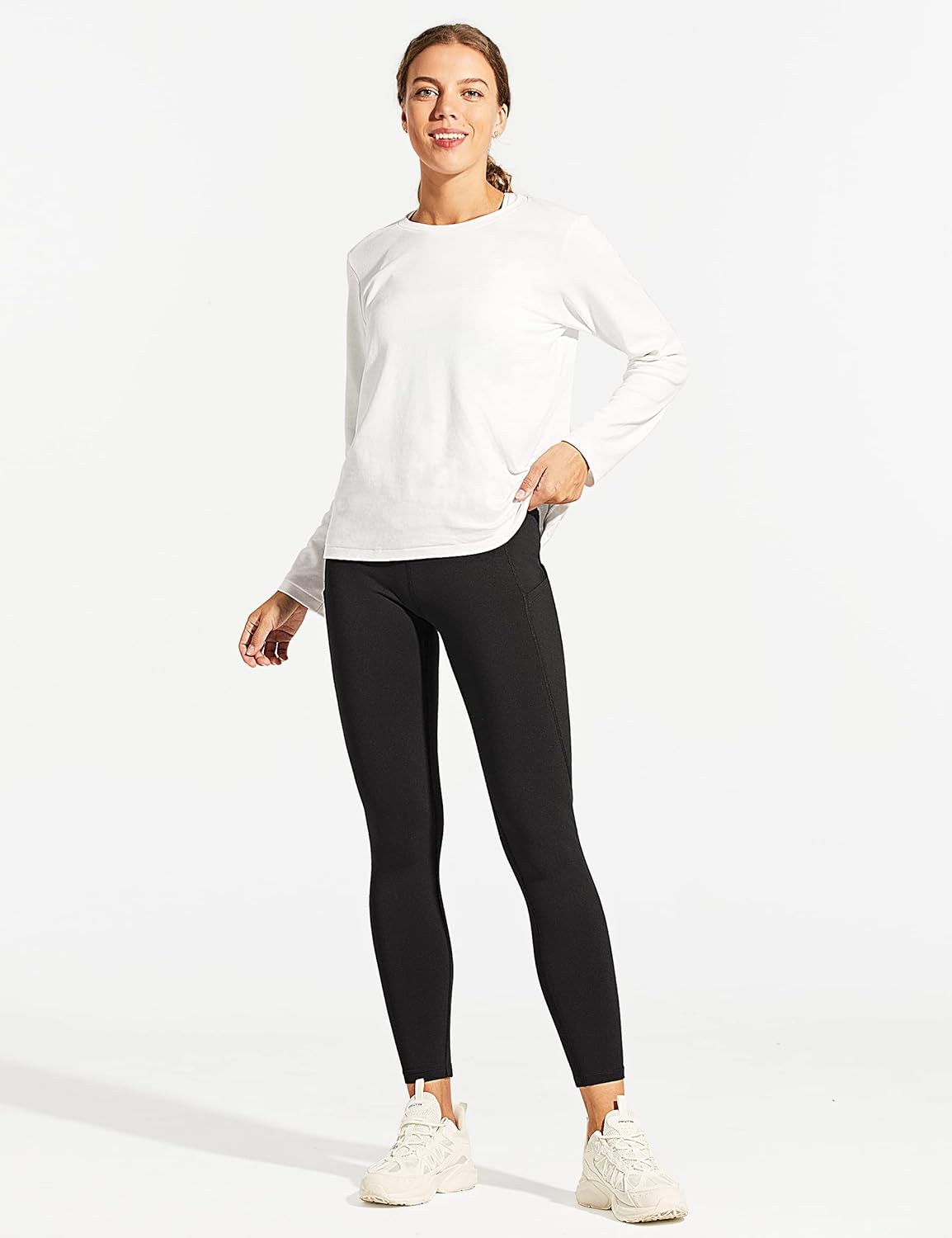 ZUTY Fleece Lined Leggings - Water Resistant Thermal Insulated High Waisted | Plus Size Hiking Pants